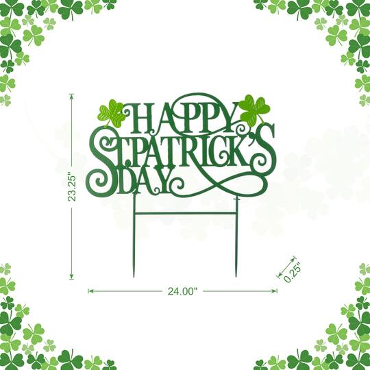 Glitzhome® 23.25" Metal Happy St. Patrick's Day Yard Stake